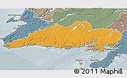Political 3D Map of Division No.  3, semi-desaturated