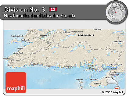 Shaded Relief 3D Map of Division No.  3