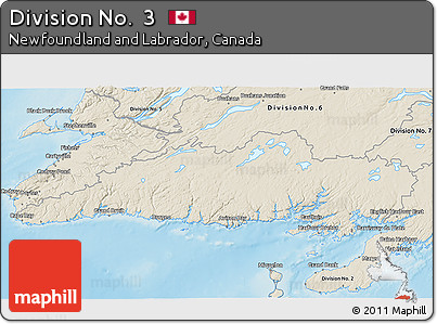 Shaded Relief 3D Map of Division No.  3