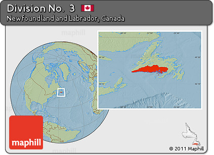 Savanna Style Location Map of Division No.  3, hill shading