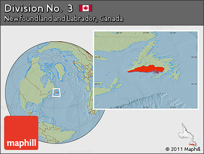 Savanna Style Location Map of Division No.  3, hill shading