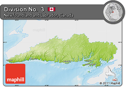 Physical Map of Division No.  3, single color outside