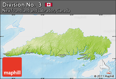 Physical Map of Division No.  3, single color outside