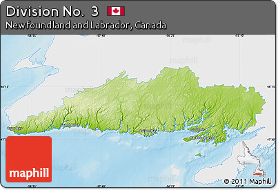 Physical Map of Division No.  3, single color outside