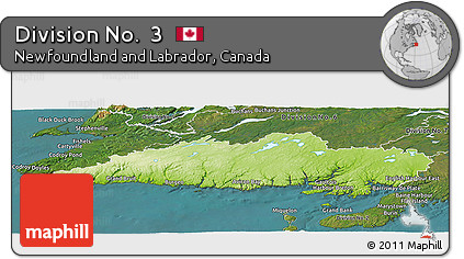 Physical Panoramic Map of Division No.  3, satellite outside