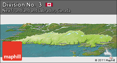 Physical Panoramic Map of Division No.  3, satellite outside