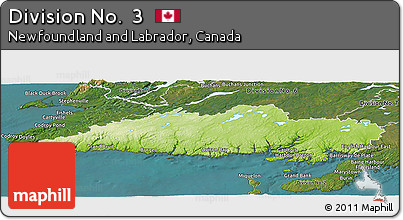 Physical Panoramic Map of Division No.  3, satellite outside
