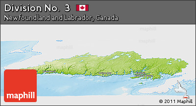 Physical Panoramic Map of Division No.  3, single color outside