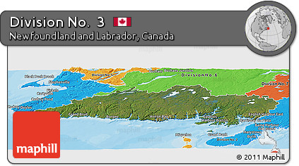 Satellite Panoramic Map of Division No.  3, political outside