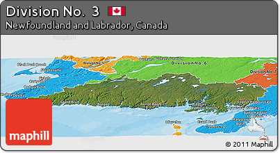 Satellite Panoramic Map of Division No.  3, political outside