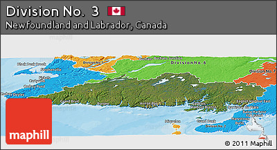 Satellite Panoramic Map of Division No.  3, political outside