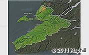 Satellite 3D Map of Division No.  4, darken, semi-desaturated