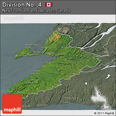 Satellite 3D Map of Division No.  4, semi-desaturated