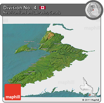 Satellite 3D Map of Division No.  4, single color outside