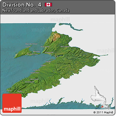 Satellite 3D Map of Division No.  4, single color outside