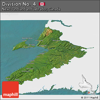Satellite 3D Map of Division No.  4, single color outside