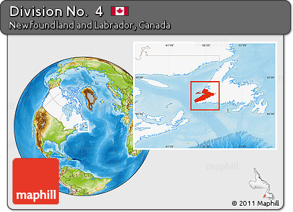 Physical Location Map of Division No.  4, highlighted country