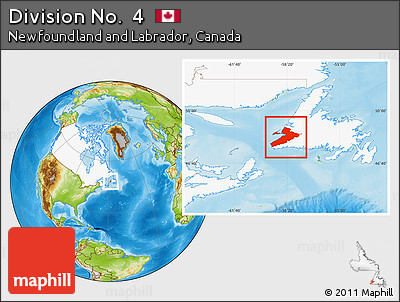 Physical Location Map of Division No.  4, highlighted country