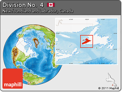 Physical Location Map of Division No.  4, highlighted country