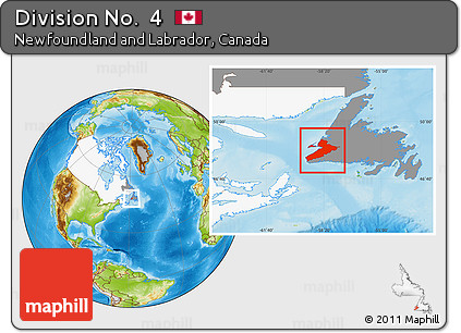 Physical Location Map of Division No.  4, highlighted country, highlighted parent region