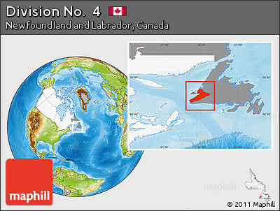 Physical Location Map of Division No.  4, highlighted country, highlighted parent region