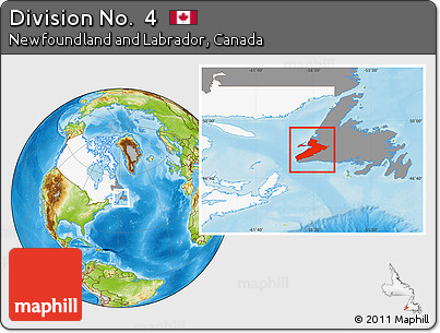 Physical Location Map of Division No.  4, highlighted country, highlighted parent region