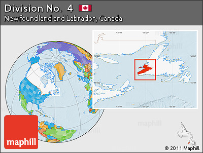 Political Location Map of Division No.  4, highlighted country