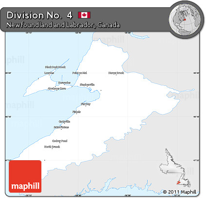 Silver Style Simple Map of Division No.  4, single color outside