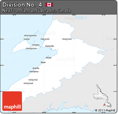 Silver Style Simple Map of Division No.  4, single color outside