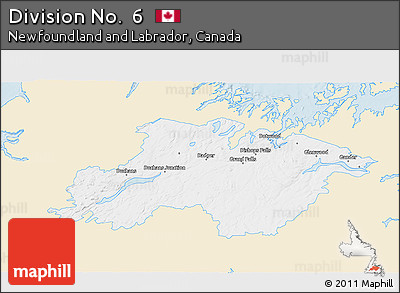 Classic Style 3D Map of Division No.  6, single color outside