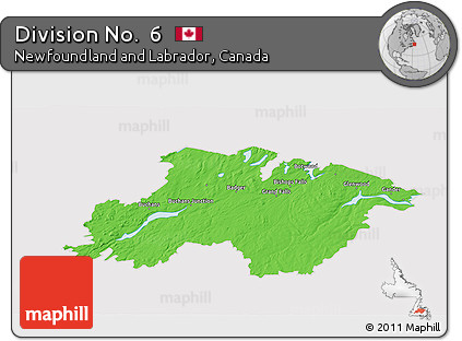 Political 3D Map of Division No.  6, cropped outside