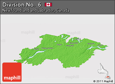Political 3D Map of Division No.  6, cropped outside