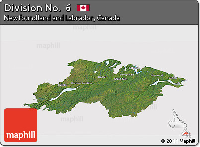 Satellite 3D Map of Division No.  6, cropped outside