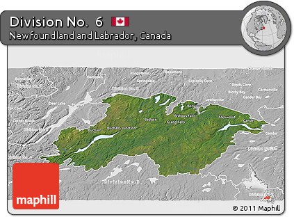 Satellite 3D Map of Division No.  6, lighten, desaturated