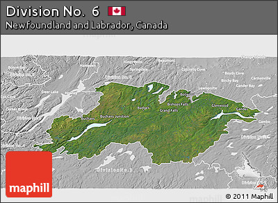 Satellite 3D Map of Division No.  6, lighten, desaturated