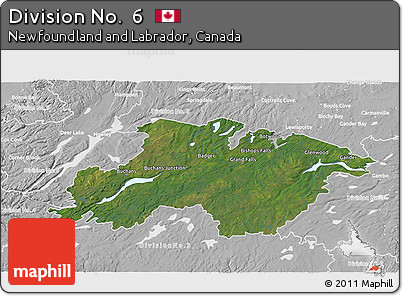 Satellite 3D Map of Division No.  6, lighten, desaturated