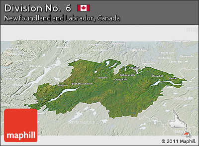 Satellite 3D Map of Division No.  6, lighten