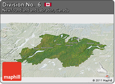 Satellite 3D Map of Division No.  6, lighten