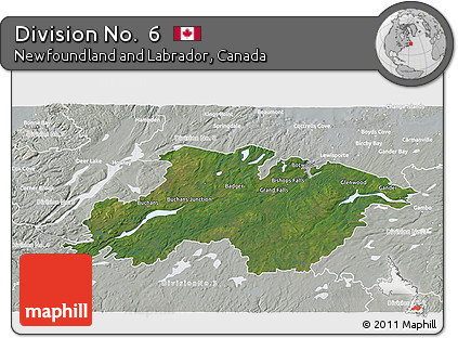 Satellite 3D Map of Division No.  6, lighten, semi-desaturated