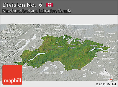 Satellite 3D Map of Division No.  6, lighten, semi-desaturated
