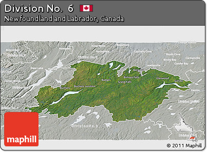 Satellite 3D Map of Division No.  6, lighten, semi-desaturated