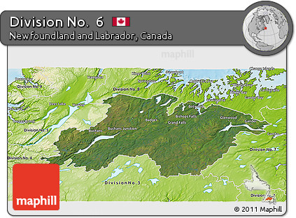 Satellite 3D Map of Division No.  6, physical outside