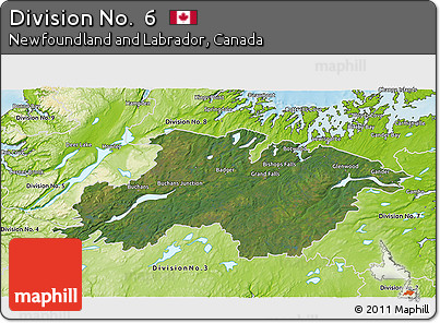 Satellite 3D Map of Division No.  6, physical outside