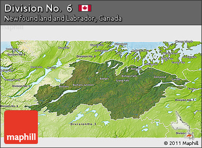 Satellite 3D Map of Division No.  6, physical outside