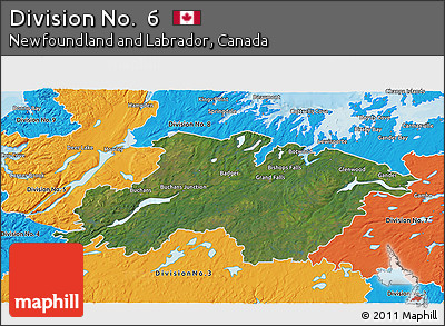 Satellite 3D Map of Division No.  6, political outside