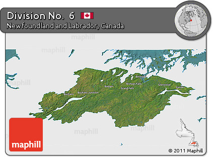 Satellite 3D Map of Division No.  6, single color outside