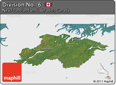 Satellite 3D Map of Division No.  6, single color outside