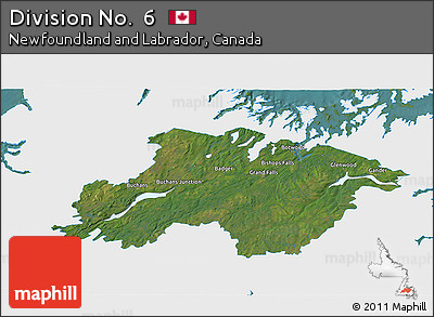 Satellite 3D Map of Division No.  6, single color outside