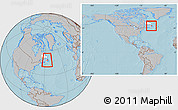 Gray Location Map of Division No.  6, highlighted parent region, within the entire country, hill shading