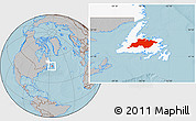 Gray Location Map of Division No.  6, highlighted parent region, hill shading